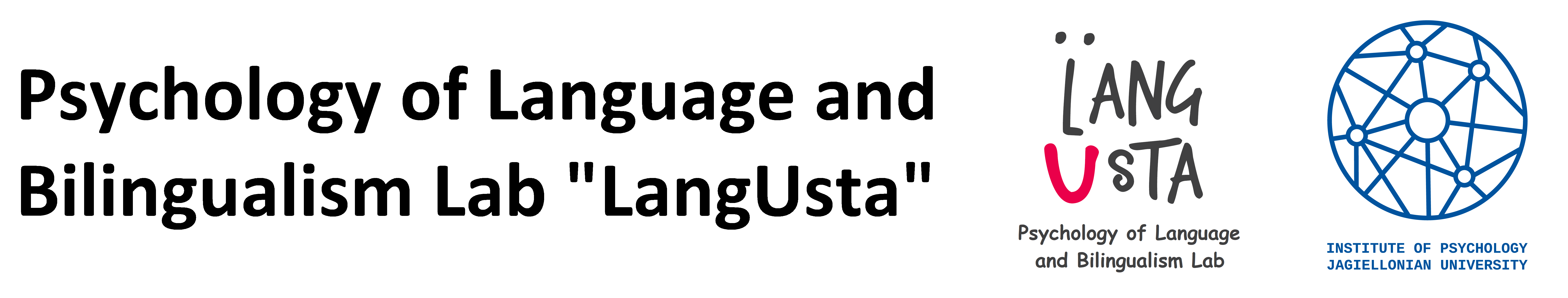 Baner ze strony laboratorium Langusta z logiem laboratorium i logiem Instytutu Psychologii UJ